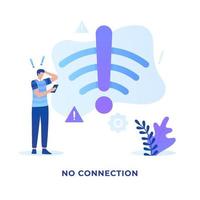 Flat illustration not connected signal wifi concept