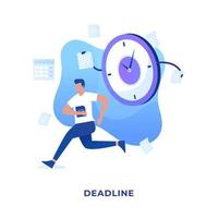 Flat illustration people are being chased by deadlines vector
