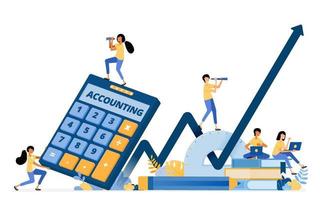 Banner vector design of accounting education and financial literacy to improve economic growth. Illustration concept can be use for landing page, template, ui, web, mobile app, poster, banner, website