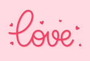 Valentine's Day Love Lettering Flat Vector Illustration