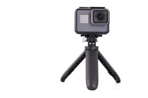 Action camera on a tripod isolated on a white background photo