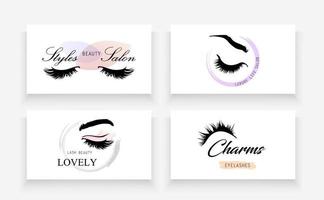 Set of logos with eyelashes. Beauty salon logo design. vector