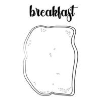 Outline of a toast, a piece of bread. Vector illustration.