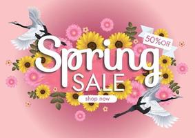 Florals hello spring background for holidays mood vector