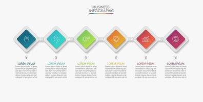 Square Shape Modern Business Infographic Template With 6 Options vector