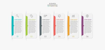 Modern Arrow infographics  template with 6 Step vector