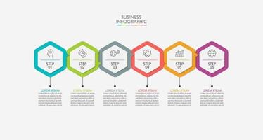 Plantilla de conexión de infografía moderna con 6 opciones. vector