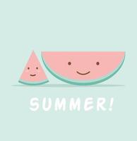 Funny watermelon cartoon character sign vector