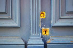 Blue wooden wall photo