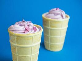 Two pink ice cream cones photo