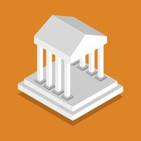 Isometric Temple On Orange Background vector