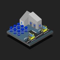 Isometric Industry On Black Background vector