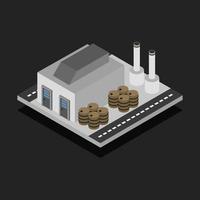 Isometric Industry On Black Background vector