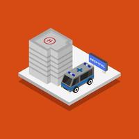 Isometric Hospital On Orange Background vector