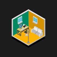 Isometric Office Room On Background vector