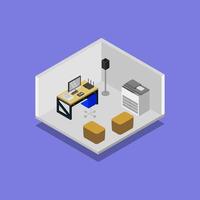 Isometric Office Room On Background vector