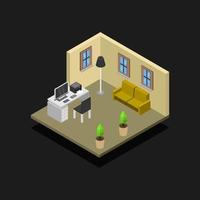 Isometric Office Room On Background vector