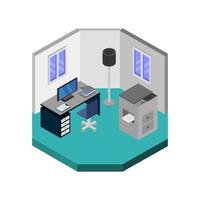 Isometric Office Room On Background vector