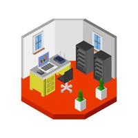 Isometric Office Room On Background vector