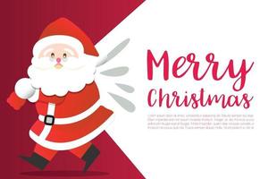 Merry Christmas, happy Santa Claus, Happy New Year on Red and white background vector