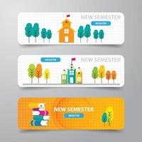 Abstract modern banner, school e-learning online course design template vector