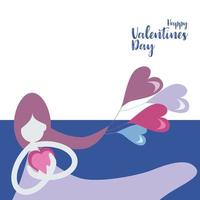 Abstract woman graphic illustration for valentines day and love concept vector