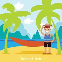 Summer vector illustration concept of happiness and holiday background