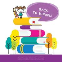 Back to school education background, hand drawn character flat design illustration vector