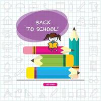 Back to school education background, hand drawn character flat design illustration vector