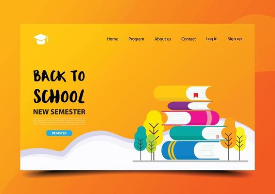 Back to school. Education landing page design template