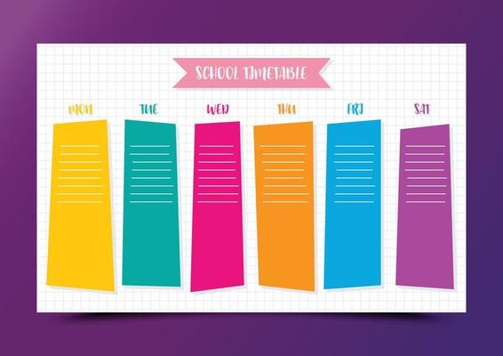 School timetable education vector design template background