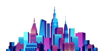 urban big city building skyscraper pop gradient design vector