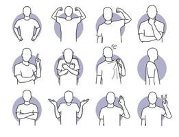 Basic human actions and body languages set vector