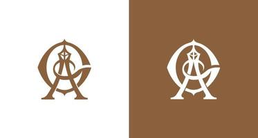 Luxury and stylish letter AG and diamond, tower monogram logo set vector