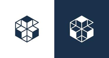 Logotipo de letra g hexagonal mínimo con forma geométrica de línea delgada vector