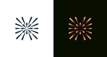 abstract minimal letter H with light, star, circle, gold lines element set vector