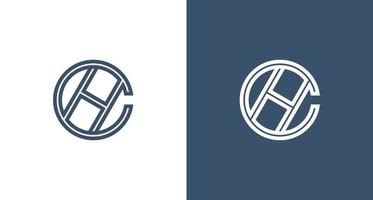 Modern and elegant letter C and H monogram logo in a circle shape set vector