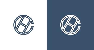 Modern and elegant letter C and H monogram logo in a circle shape set vector