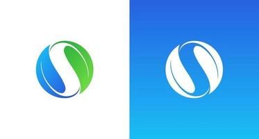 Modern, elegant and abstract letter S logo in circular leaves shape set vector