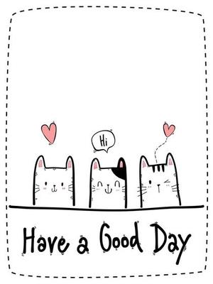 Cute cat kitten greeting cartoon doodle card