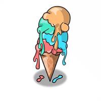 Melting Ice cream character vector template design illustration