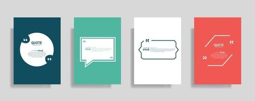 Quotes frame blank templates set, Text in brackets, citation empty speech bubbles. Text bos isolated on color background. vector