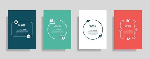 Quotes frame blank templates set, Text in brackets, citation empty speech bubbles. Text bos isolated on color background. vector