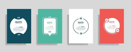 Quotes frame blank templates set, Text in brackets, citation empty speech bubbles. Text bos isolated on color background. vector