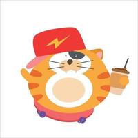 Cute cat happy time character  vector template design illustration