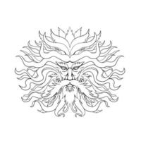 Helios, Greek Sun God Head Drawing, Black and White vector