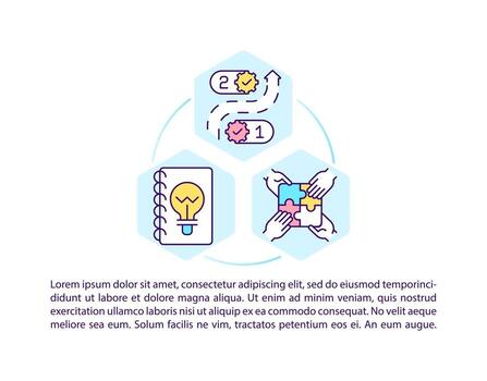 Problem solving strategy concept line icons with text vector