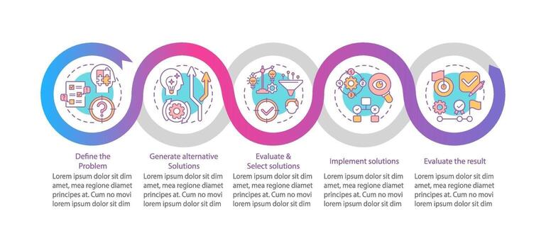 Problem solving process vector infographic template