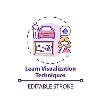 Aprender icono de concepto de técnica de visualización vector