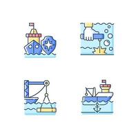 Maritime industry RGB color icons set vector